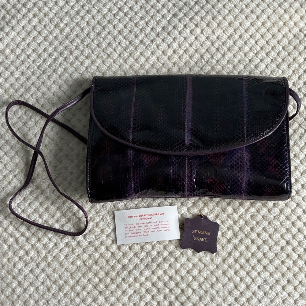 Jennifer Moore Elegant Purple Genuine Snakeskin Clutch bag Brand New no tags